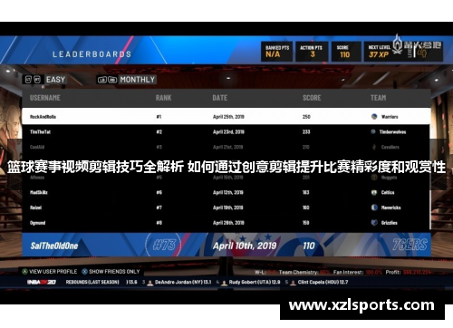 篮球赛事视频剪辑技巧全解析 如何通过创意剪辑提升比赛精彩度和观赏性