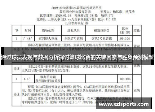 通过球员表现与数据分析探讨篮球比赛的关键因素与胜负预测模型